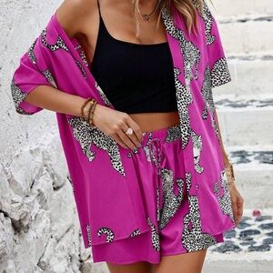 Pink Leopard Print Women's Top